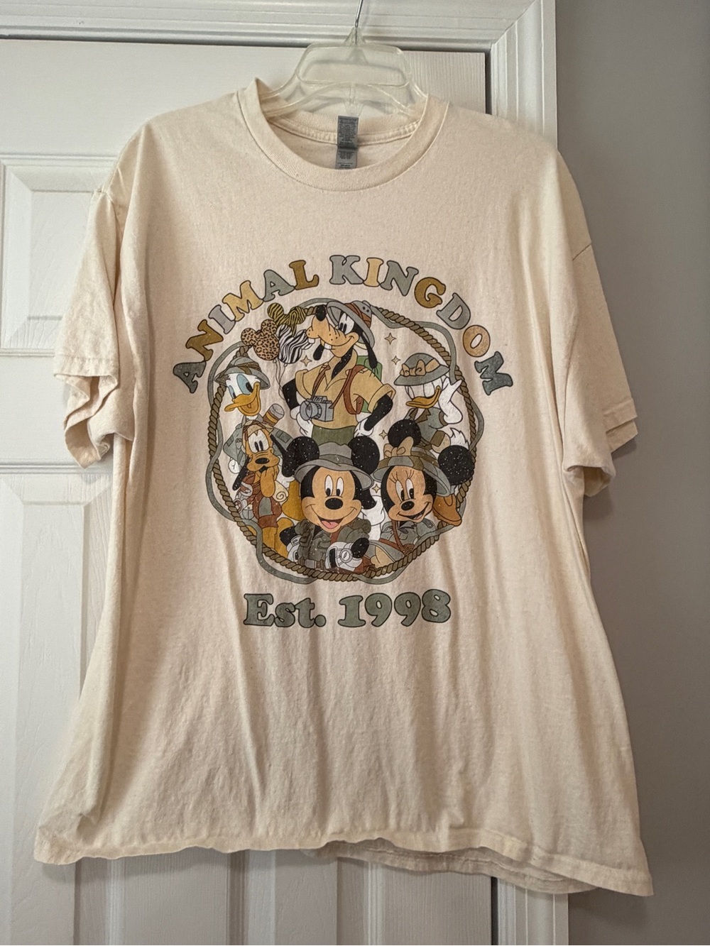 Gildan Cream Animal Kingdom Graphic Tee with Disney Characters